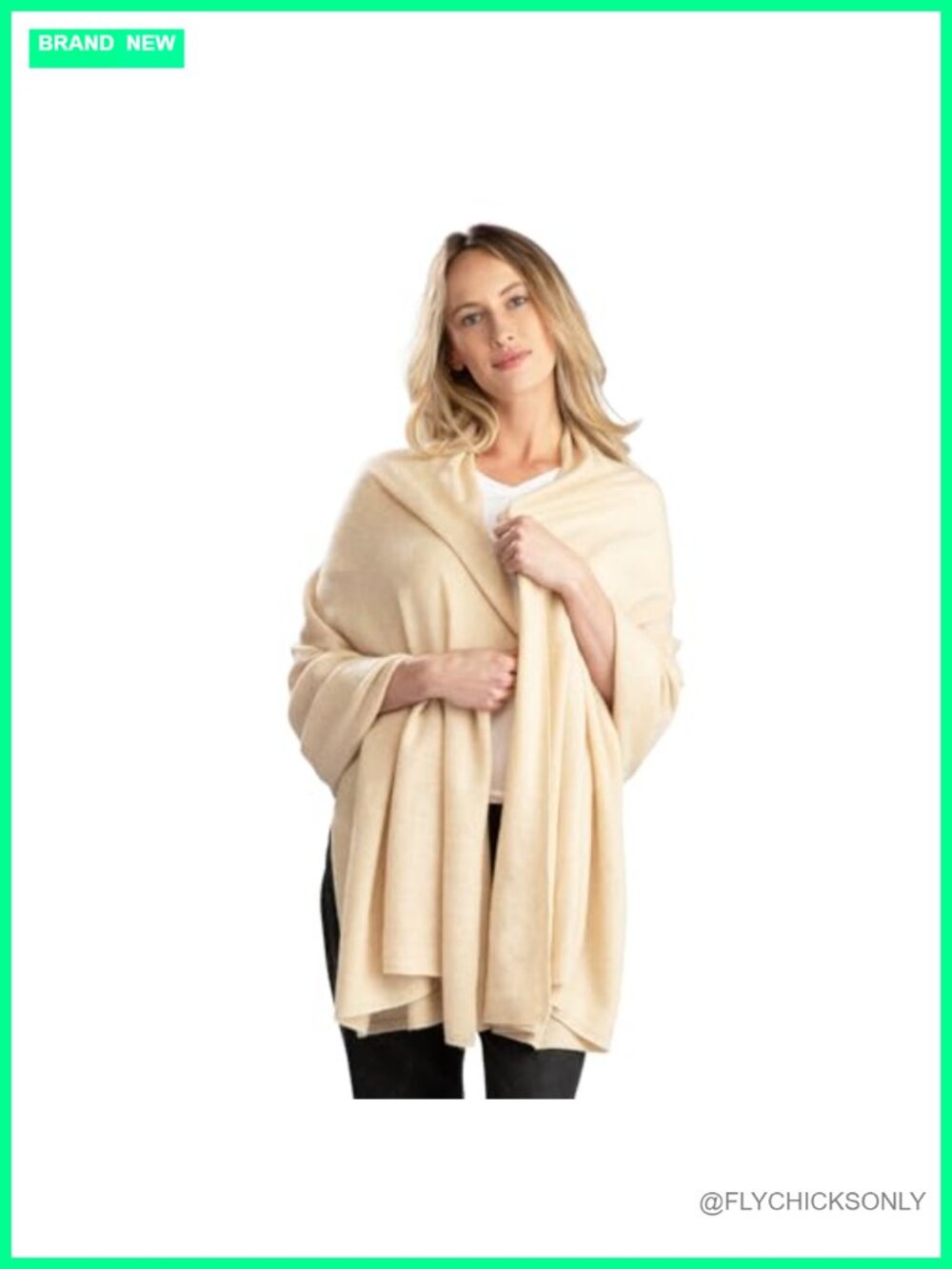 100% Cashmere Travel Wrap Shawl Scarf Oversized Lightweight 75x35